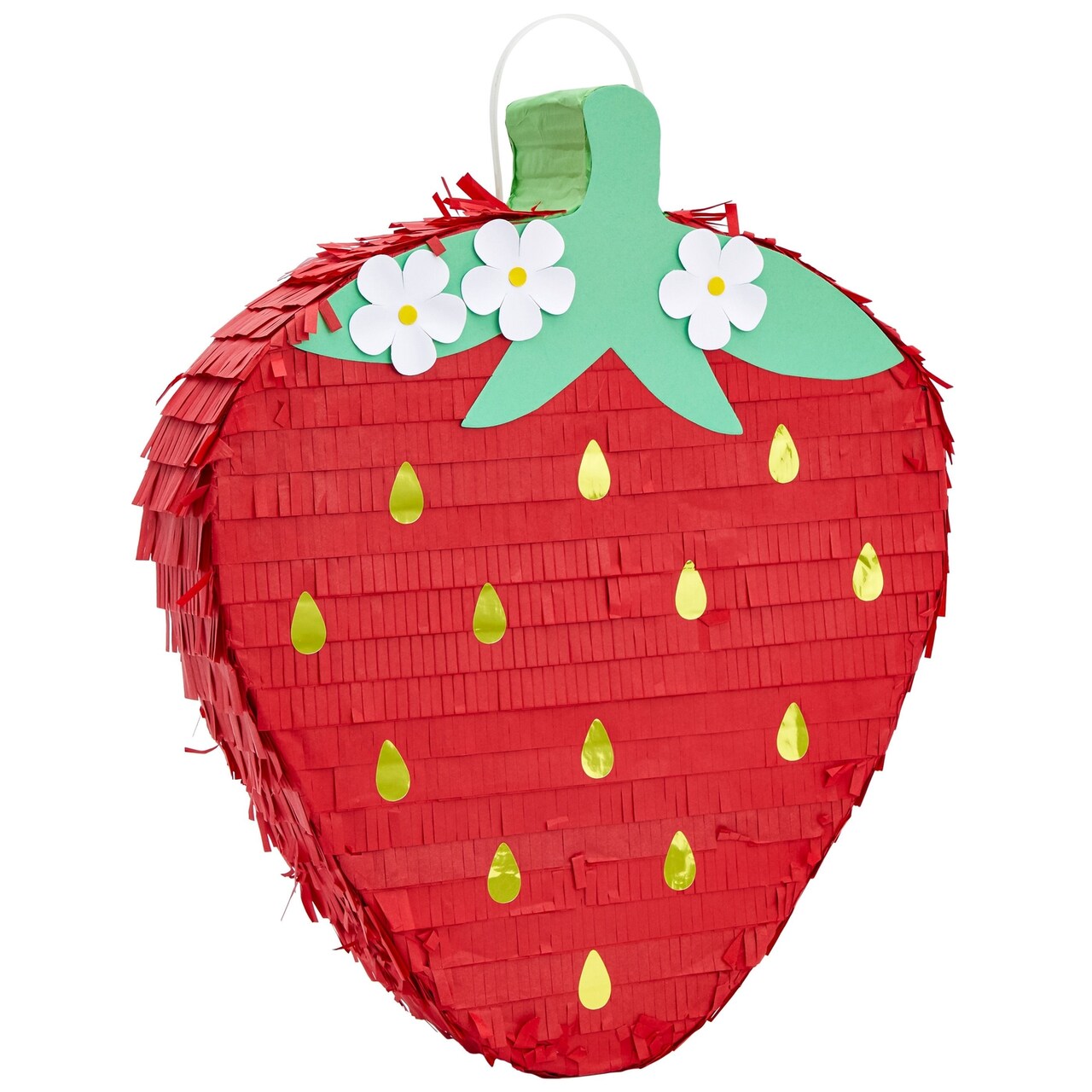Strawberry Pinata - Fruit Themed Summer Birthday Party Decorations (Small, 16.5 x 13 x 3 in), Ages 3-14
